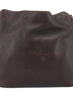 GUCCI Bamboo Shoulder Bag Leather 2way Brown Gold Auth th6404